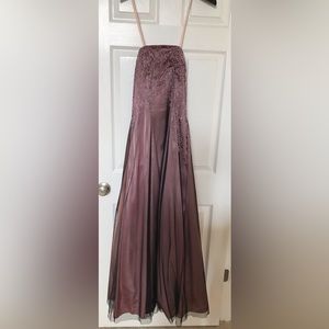 Scene Pink Beaded Strapless Formal Prom Dress with Black Shear Overlay Size 3/4